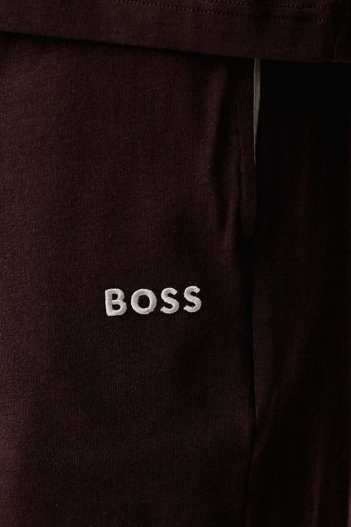 Домашен къс панталон мъжки от памук с еластан Mix&Match Short CW BOSS 50515314 кафяв
