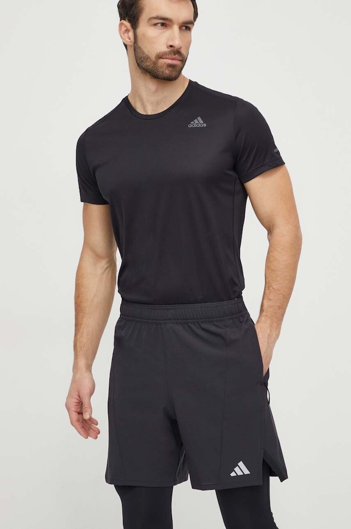 adidas Performance pantaloni scurți de antrenament Designed for Training tricotaj negru IS3732