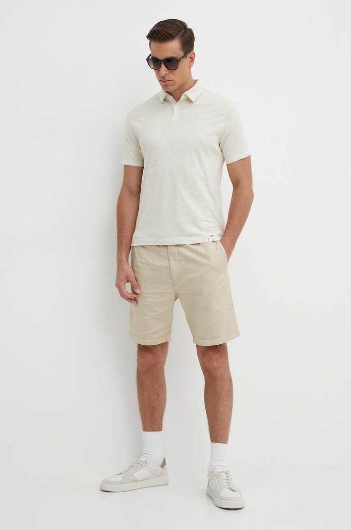 Pepe Jeans Ľanové šortky Pepe Jeans RELAXED LINEN SMART SHORTS PM801093 béžová SS25