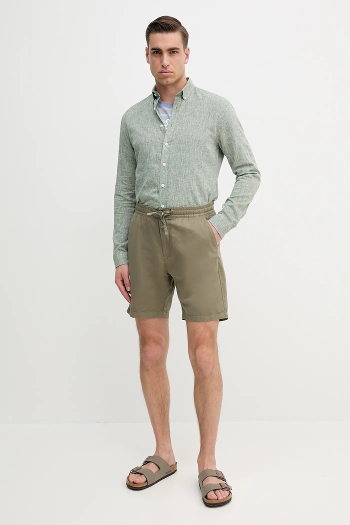 Σορτς από λινό Pepe Jeans RELAXED LINEN SMART SHORTS PM801093 πράσινο SS25