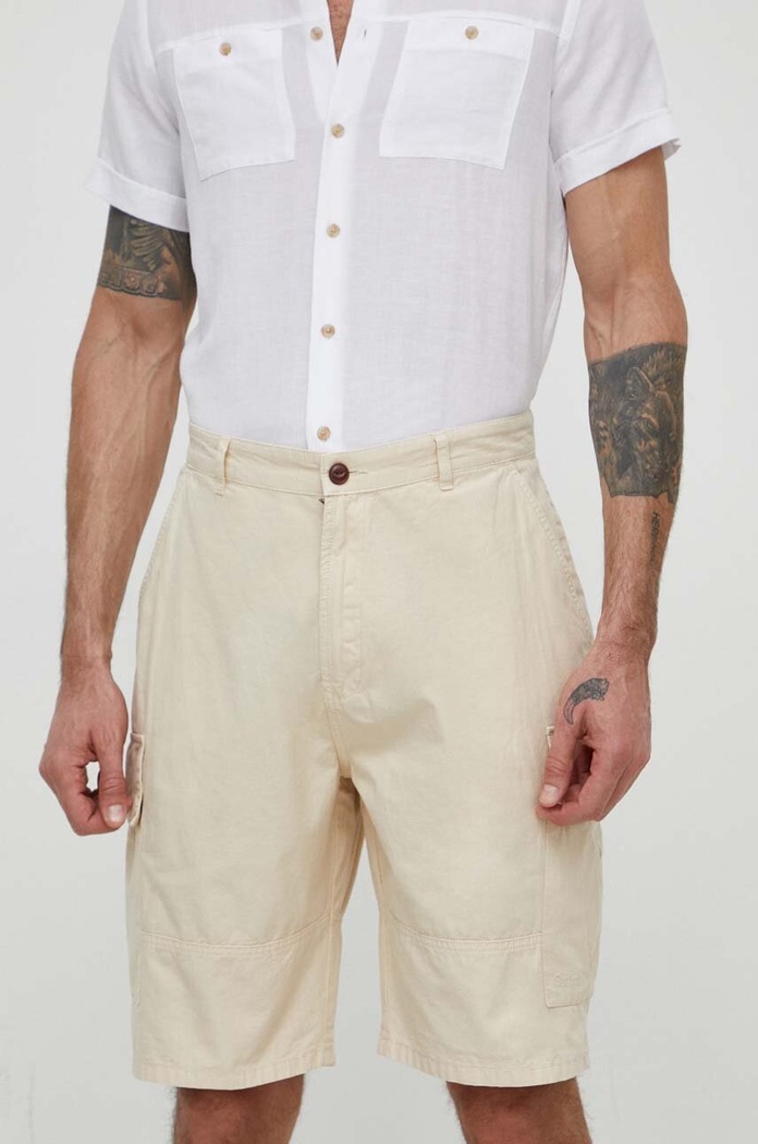 Pamučne kratke hlače Barbour Essentials tkanina bež MST0023