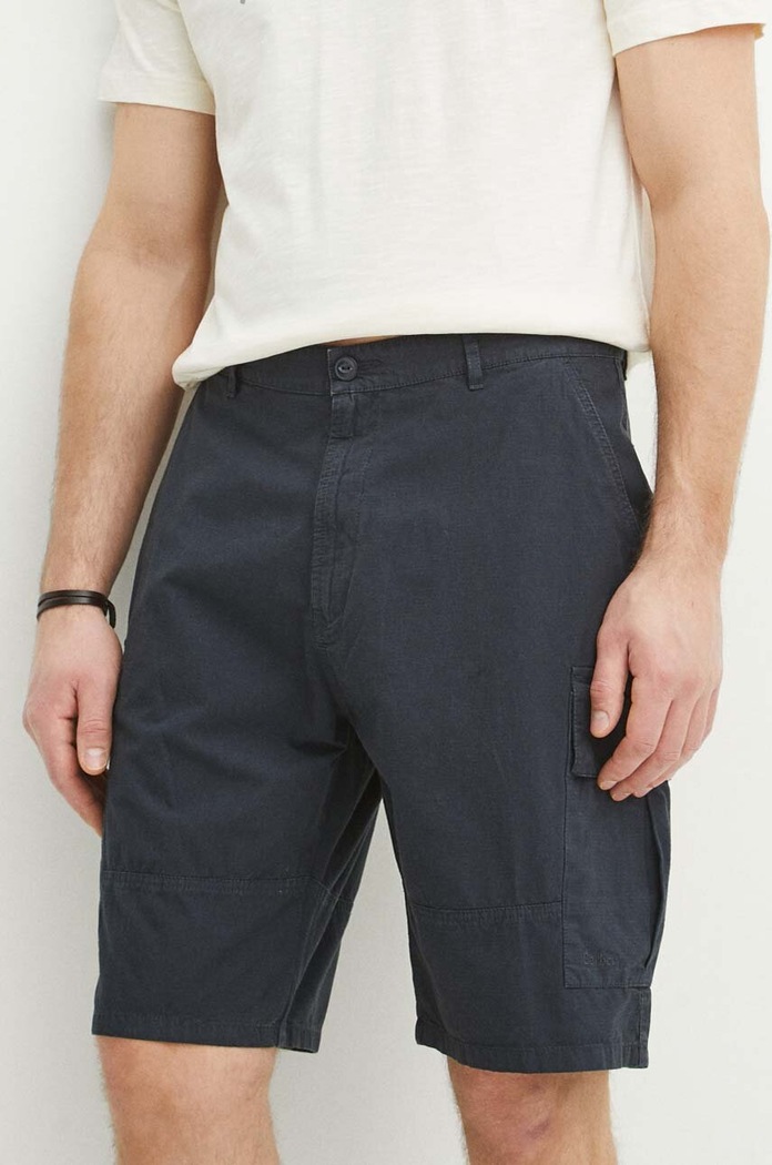 Barbour szorty bawełniane Essentials tkanina granatowy MST0023