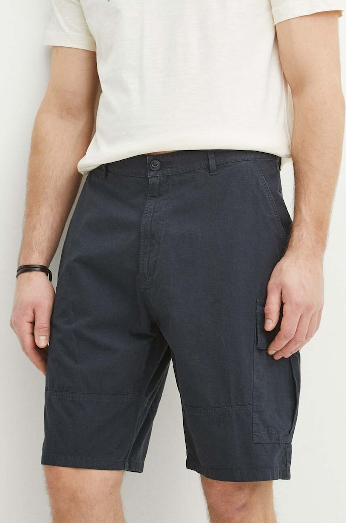 Barbour szorty bawełniane Essentials tkanina granatowy MST0023