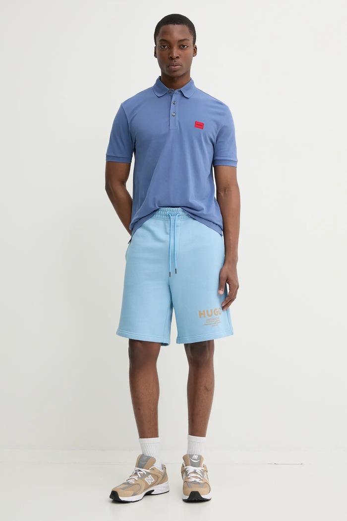 HUGO Blue pantaloni scurți de trening bărbați din bumbac Nomario 50510728 albastru SS26