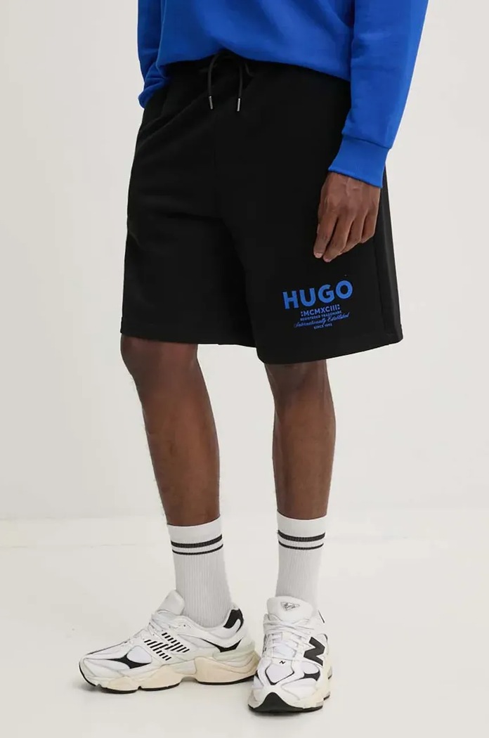 HUGO Blue teplákové šortky pánské bavlněné Nomario černá 50510728