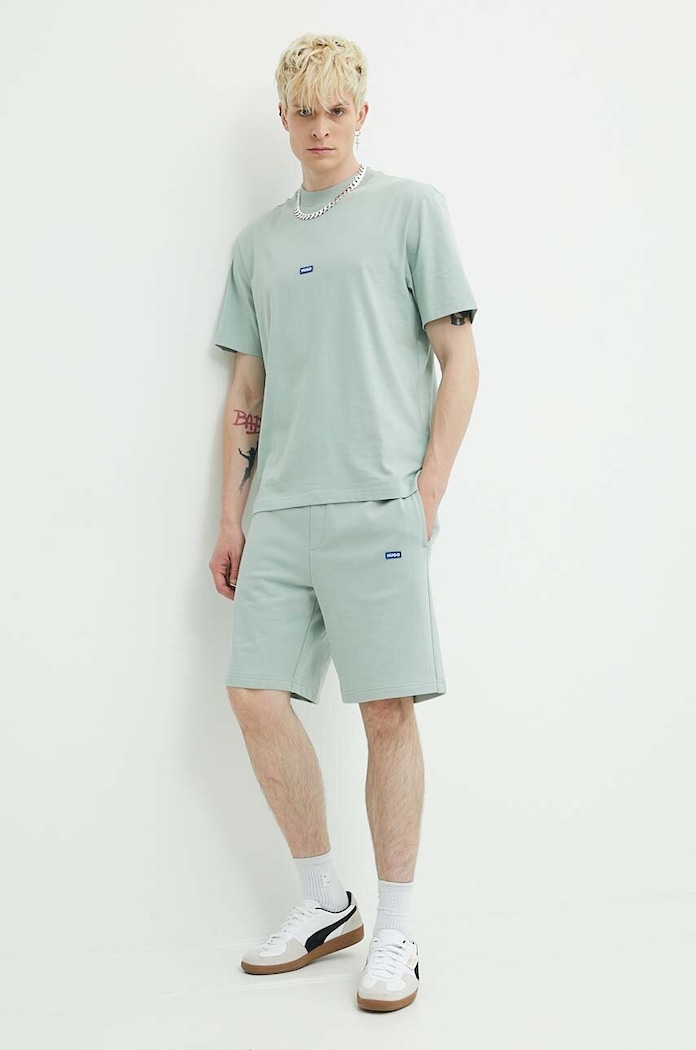 HUGO Blue szorty dresowe męskie bawełniane Nasensio 50522364 turkusowy SS26