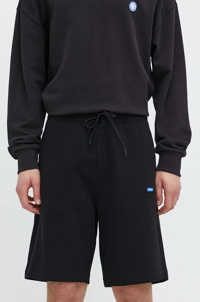 HUGO Blue pantaloni scurți de trening bărbați din bumbac Nasensio bumbac negru 50522364