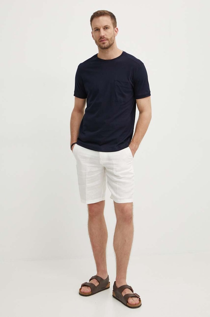 United Colors of Benetton szorty męskie lniane 4AGH59548 biały SS26