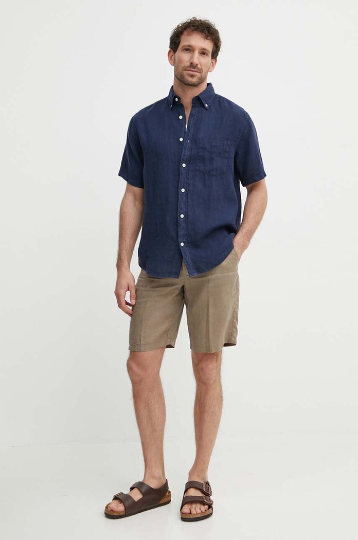 United Colors of Benetton szorty męskie lniane 4AGH59548 beżowy SS26