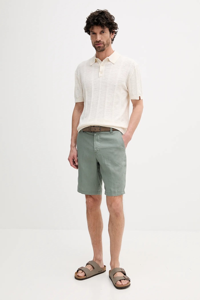 United Colors of Benetton σορτς Ανδρικά λινά 4AGH59548 πράσινο SS26