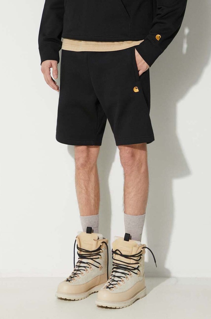 Σορτς Carhartt WIP Chase Sweat Short απλό μαύρο I033669.00FXX