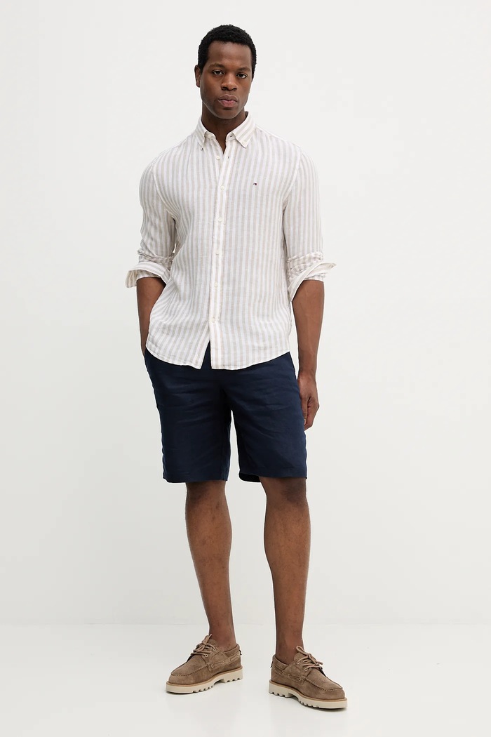 Sisley Pantaloni scurti din in 4AGHS9010 bleumarin SS25