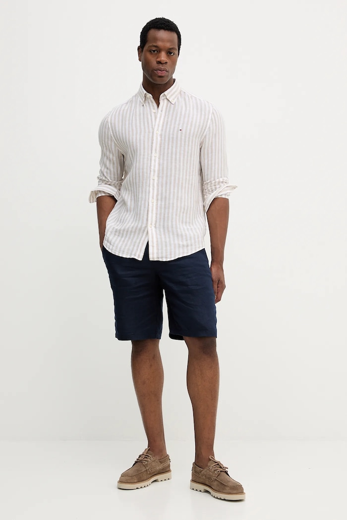 Sisley Pantaloni scurti din in 4AGHS9010 bleumarin SS25
