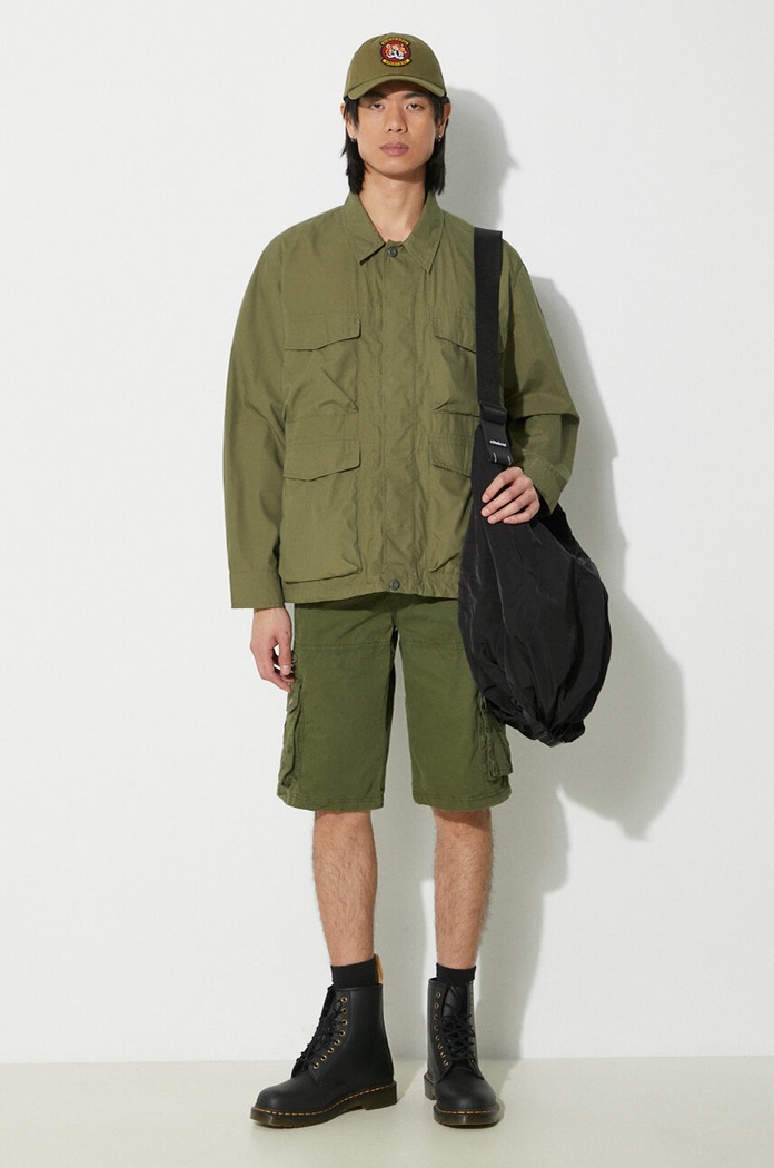 Bavlněné šortky Alpha Industries 136250 zelená SS25