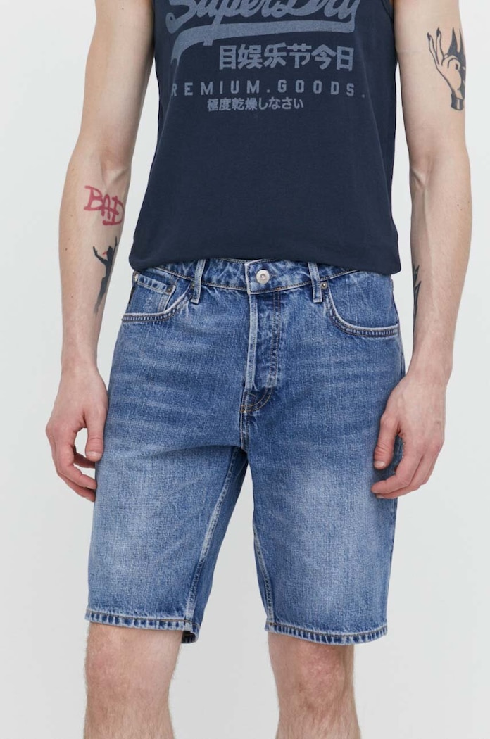 Superdry szorty jeansowe bawełna niebieski M7110394A.1HV