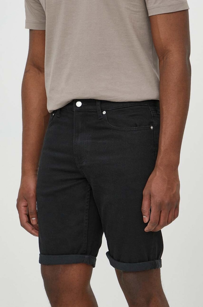 Τζιν σορτς Calvin Klein Jeans με ελαστάν μαύρο J30J324872
