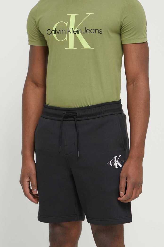 Σορτς Calvin Klein Jeans πλεκτό ύφασμα μαύρο J30J325131