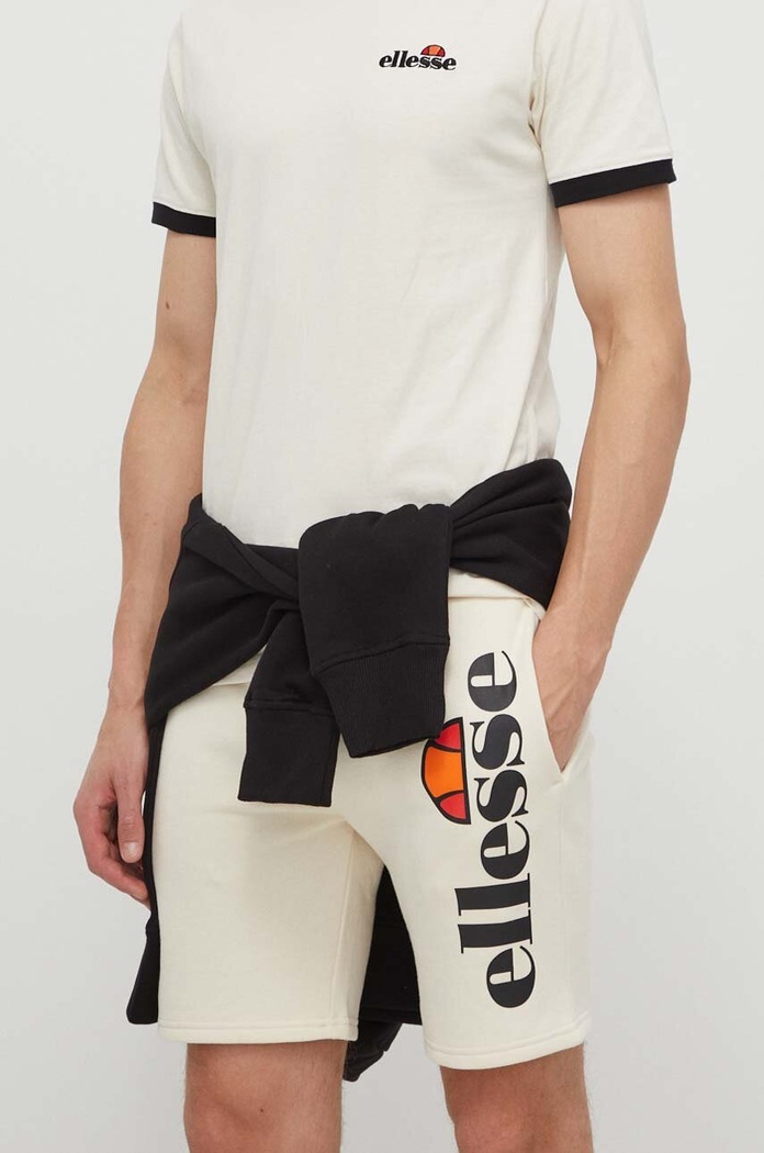 Ellesse rövidnadrág Bossini Fleece Short nyomtatásos bézs SHV08748