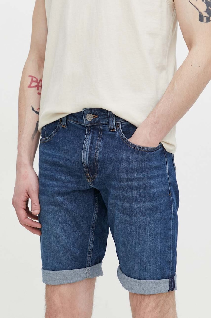 Tommy Jeans farmer rövidnadrág elasztánnal sötétkék DM0DM18791