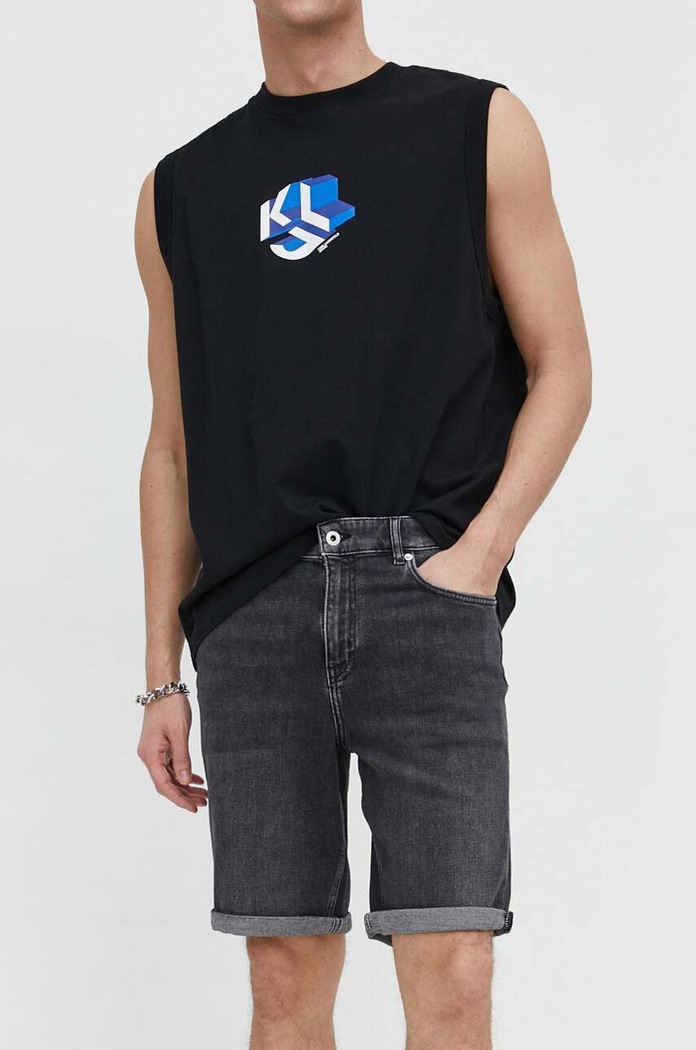 Karl Lagerfeld Jeans farmer rövidnadrág elasztánnal szürke 241D1116