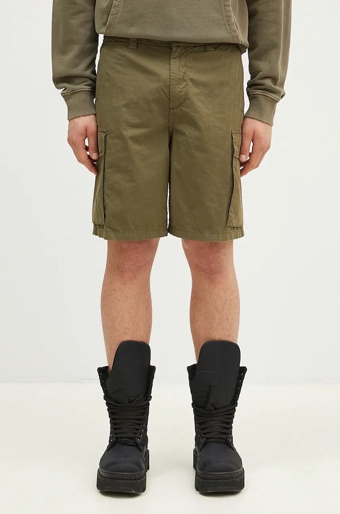 Woolrich pantaloncini in cotone Gabardine Cargo Short cotone verde CFWOSH0051MRUT3665