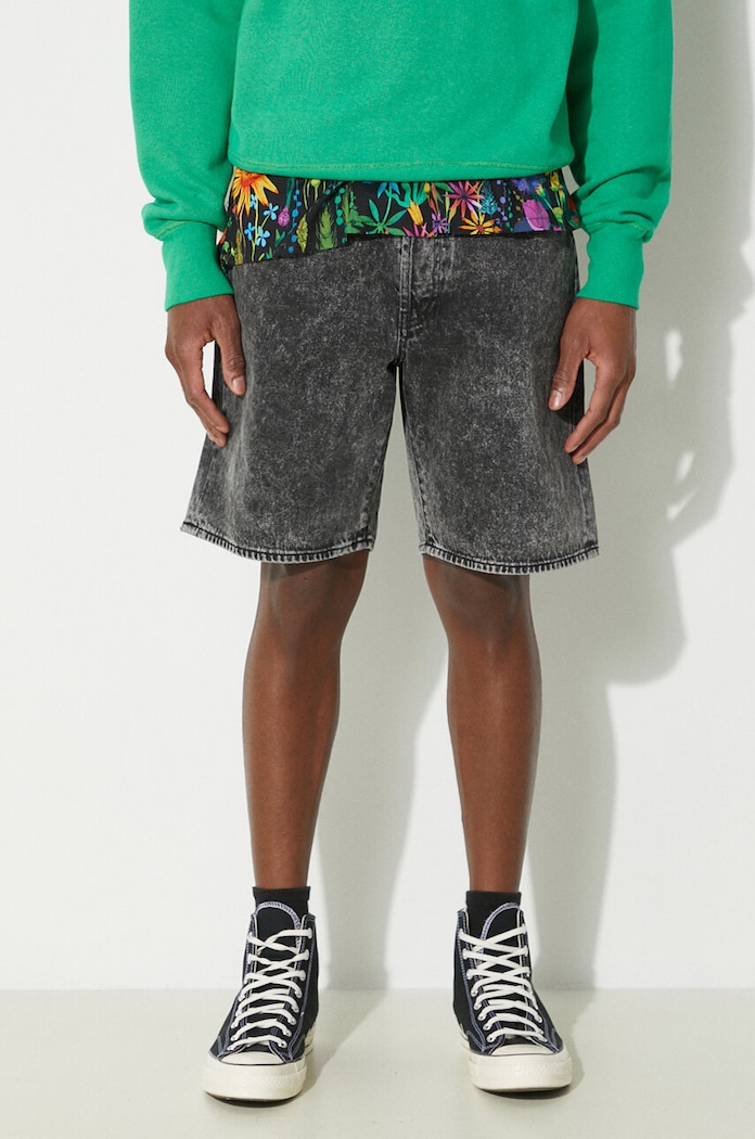 Τζιν σορτς Aries Acid Wash Denim Short ύφασμα μαύρο SUAR30204