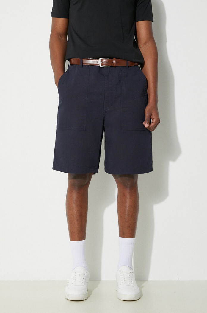 Engineered Garments pantaloni scurti din bumbac Fatigue Short uni bleumarin OR271.CT114