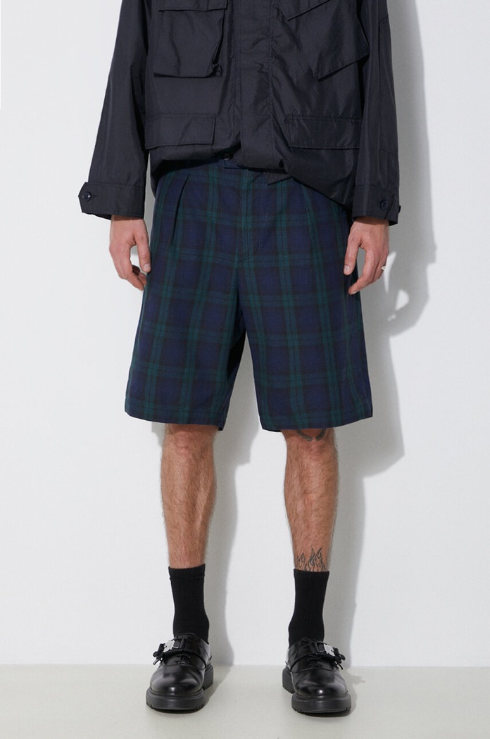 Ľanové šortky Engineered Garments Sunset ľan tmavomodrá OR268.ZT193