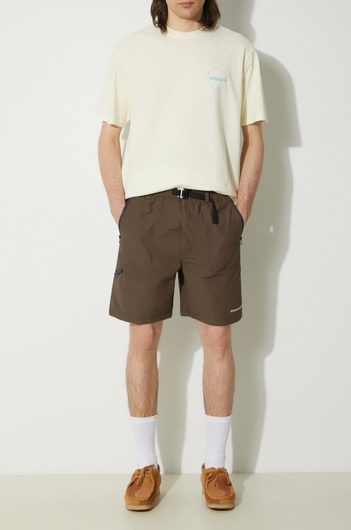 thisisneverthat szorty Hiking Short tkanina brązowy TN241WSOOS02