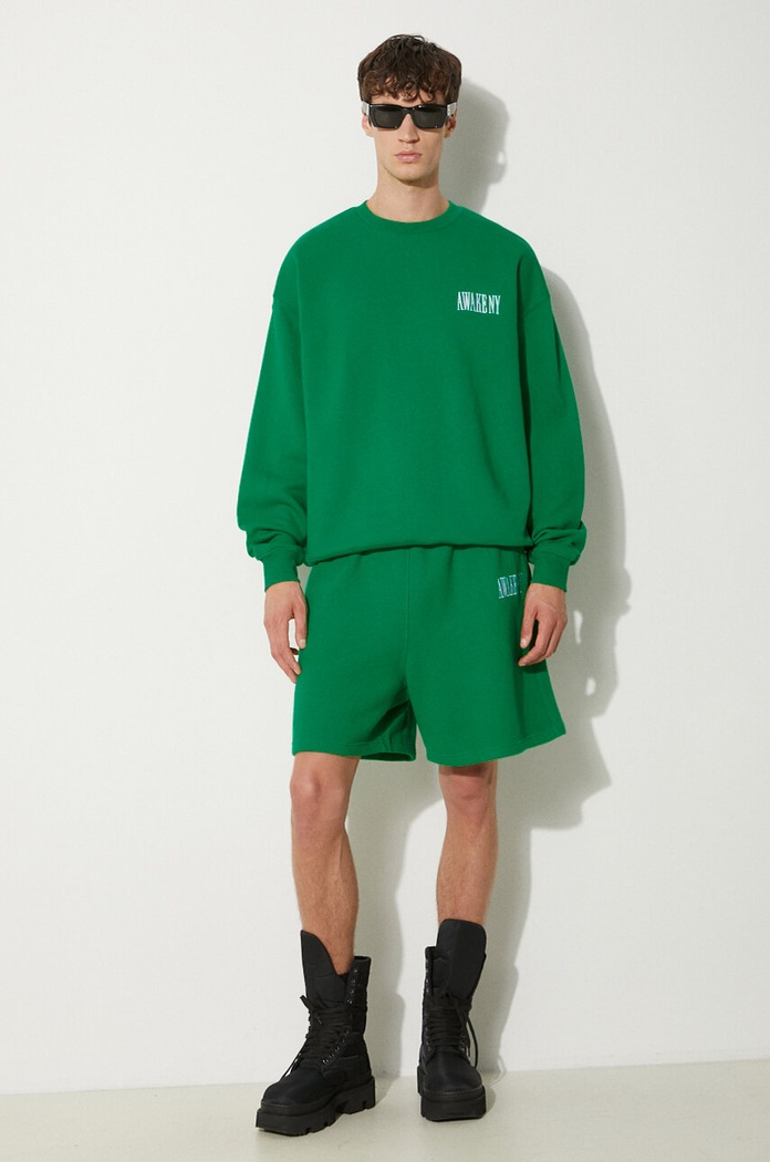 Βαμβακερό σορτσάκι Awake NY Awake Sweatshort SP24.PA006 πράσινο SS24