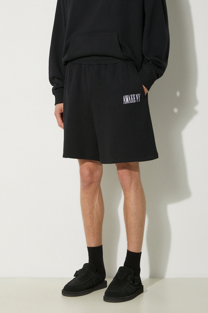 Βαμβακερό σορτσάκι Awake NY Awake Sweatshort μαύρο SP24.PA006