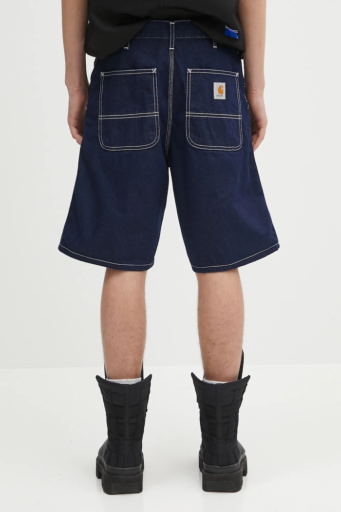 Odzież Carhartt WIP szorty jeansowe bawełniane Simple Short I033333.012Y granatowy