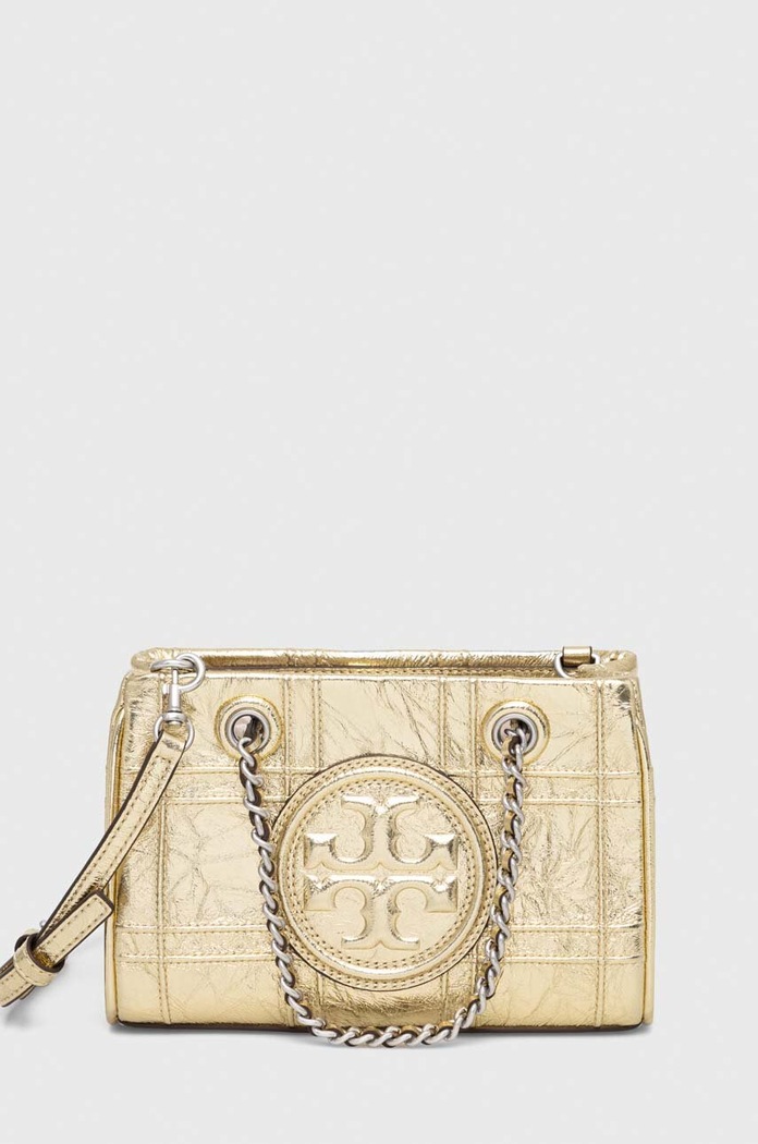 Kožna torba Tory Burch Fleming Soft Metallic bez uzorka zlatna 152480.700