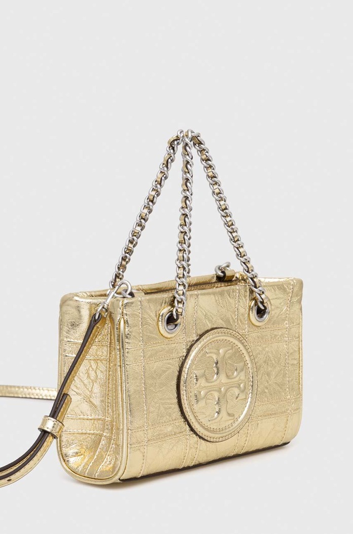 Kožna torba Tory Burch Fleming Soft Metallic 152480.700 zlatna SS24