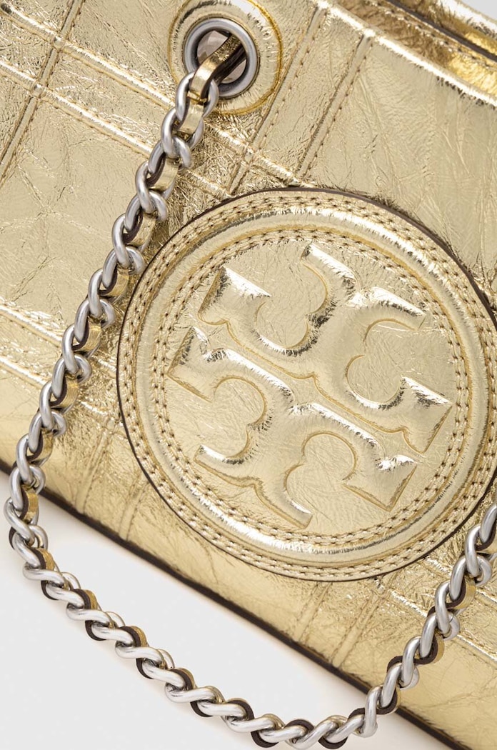 Kožna torba Tory Burch Fleming Soft Metallic zlatna 152480.700