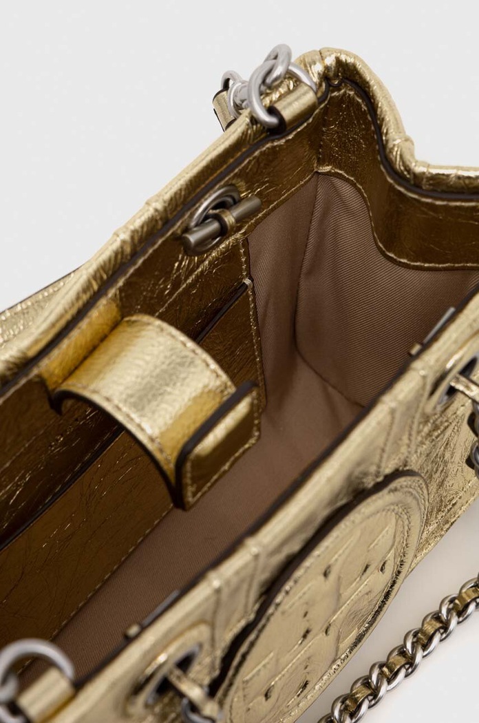 Kožna torba Tory Burch Fleming Soft Metallic 152480.700 zlatna