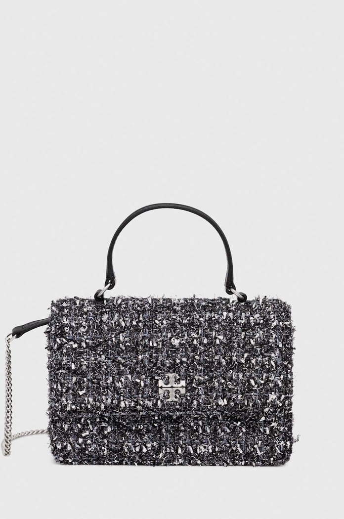 Kabelka Tory Burch Kira Chevron Tweed Mini vzorovaný černá 155542.003