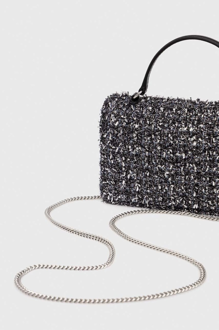 Kabelka Tory Burch Kira Chevron Tweed Mini černá 155542.003