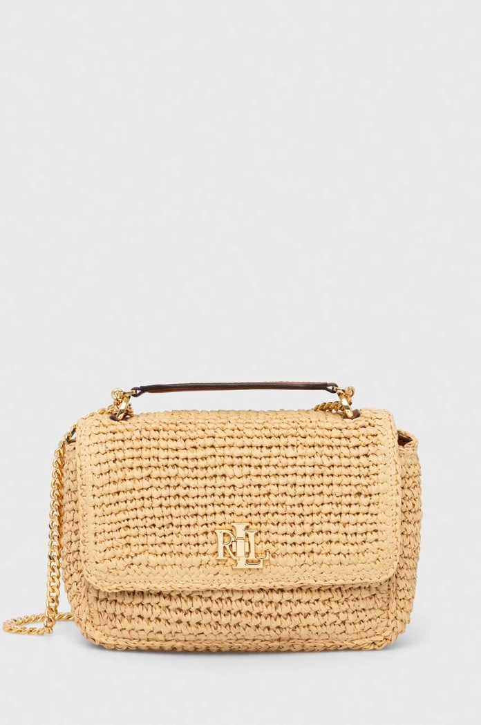 Τσάντα Lauren Ralph Lauren λείο δέρμα μπεζ 431920043