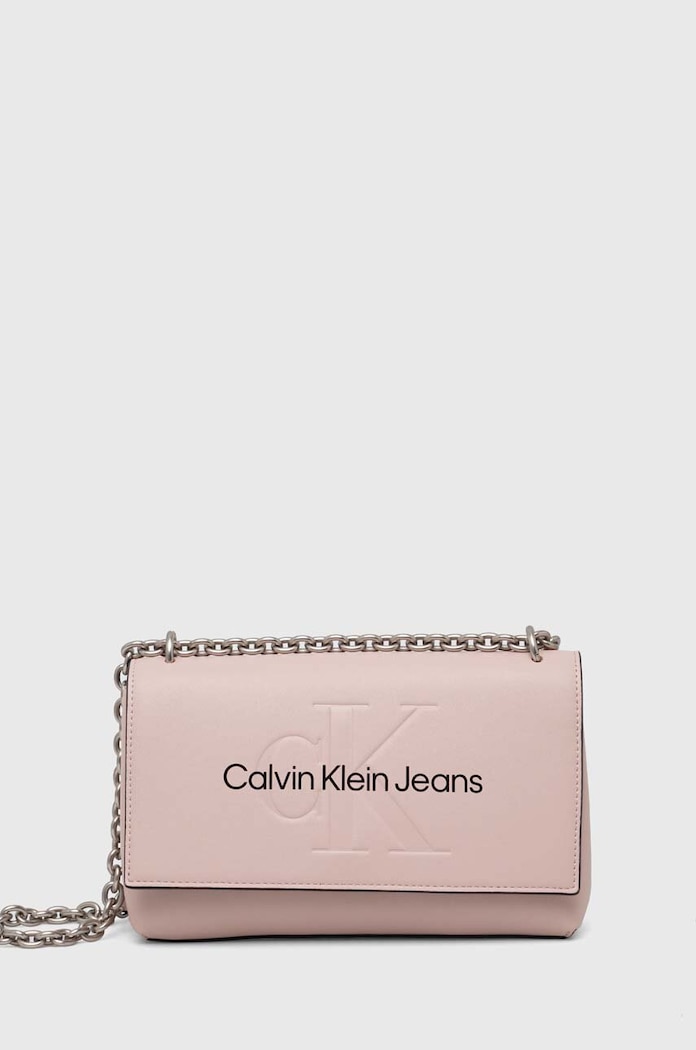 Τσάντα Calvin Klein Jeans απομίμηση λείου δέρματος ροζ K60K611866