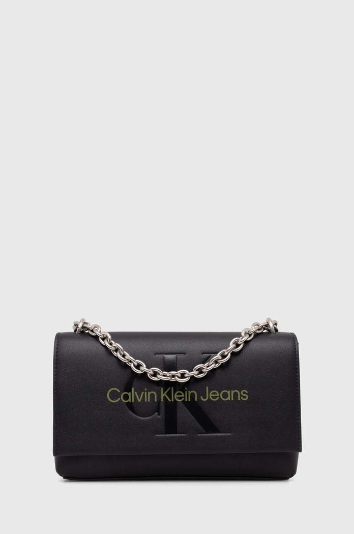 Τσάντα Calvin Klein Jeans απομίμηση λείου δέρματος μαύρο K60K611866