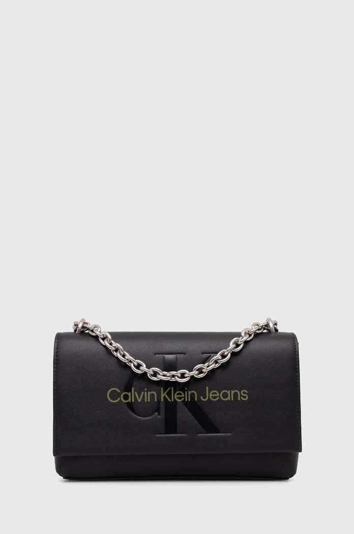 Τσάντα Calvin Klein Jeans απομίμηση λείου δέρματος μαύρο K60K611866