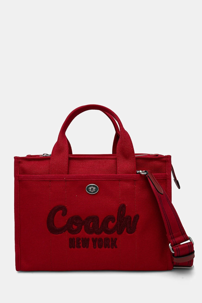Coach torebka Cargo Tote Bag tekstylny czerwony CP158