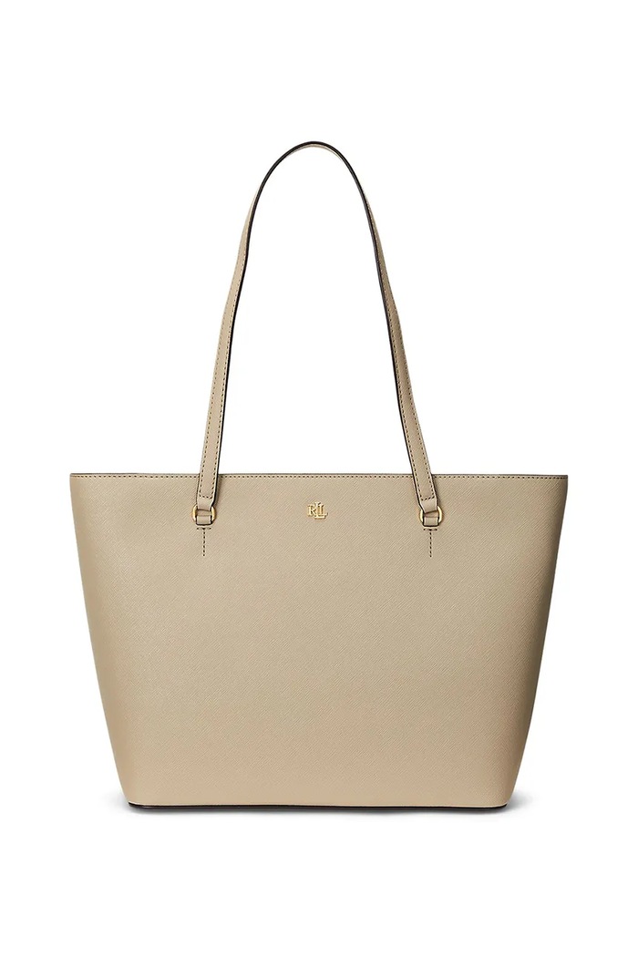 Lauren Ralph Lauren kabelka typu shopper dámska kožená usňová koža béžová 431924351