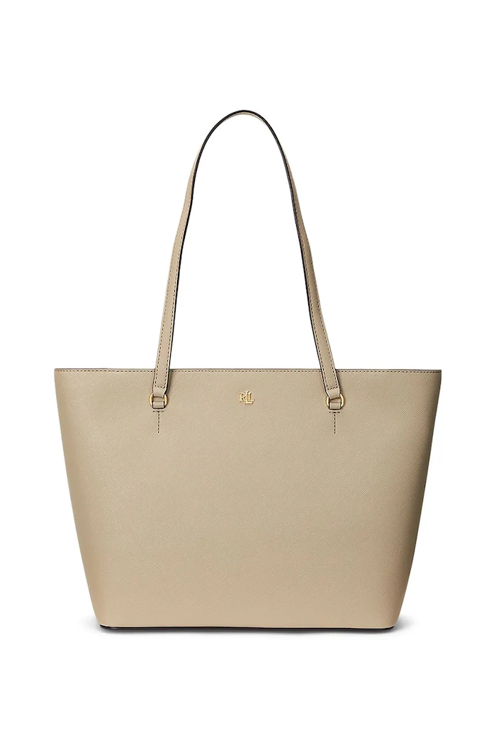 Lauren Ralph Lauren kabelka typu shopper dámska kožená usňová koža béžová 431924351