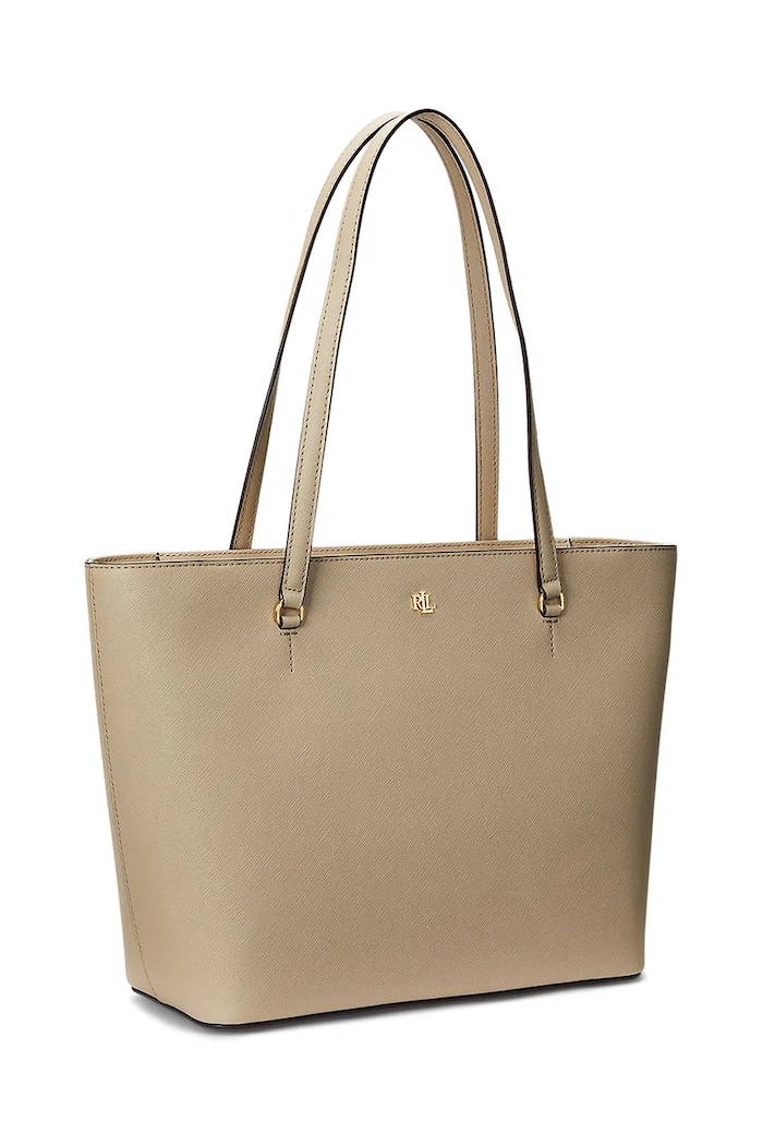 Doplnky Lauren Ralph Lauren kabelka typu shopper dámska kožená 431924351 béžová
