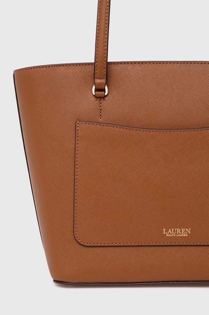 Аксесоари Lauren Ralph Lauren шопинг чанта дамска от кожа 431924351 бежов