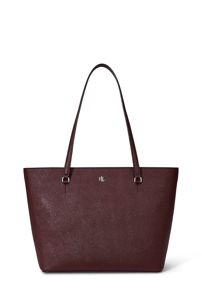 Lauren Ralph Lauren Torebka shopper damska skórzana bordowy 431924351
