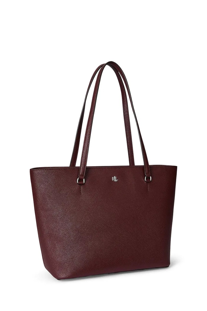 Akcesoria Lauren Ralph Lauren Torebka shopper damska skórzana 431924351 bordowy