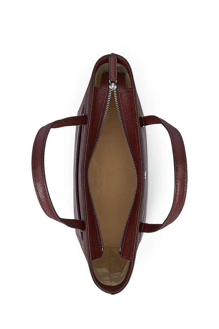 Torebka shopper damska skórzana Lauren Ralph Lauren bordowy 431924351